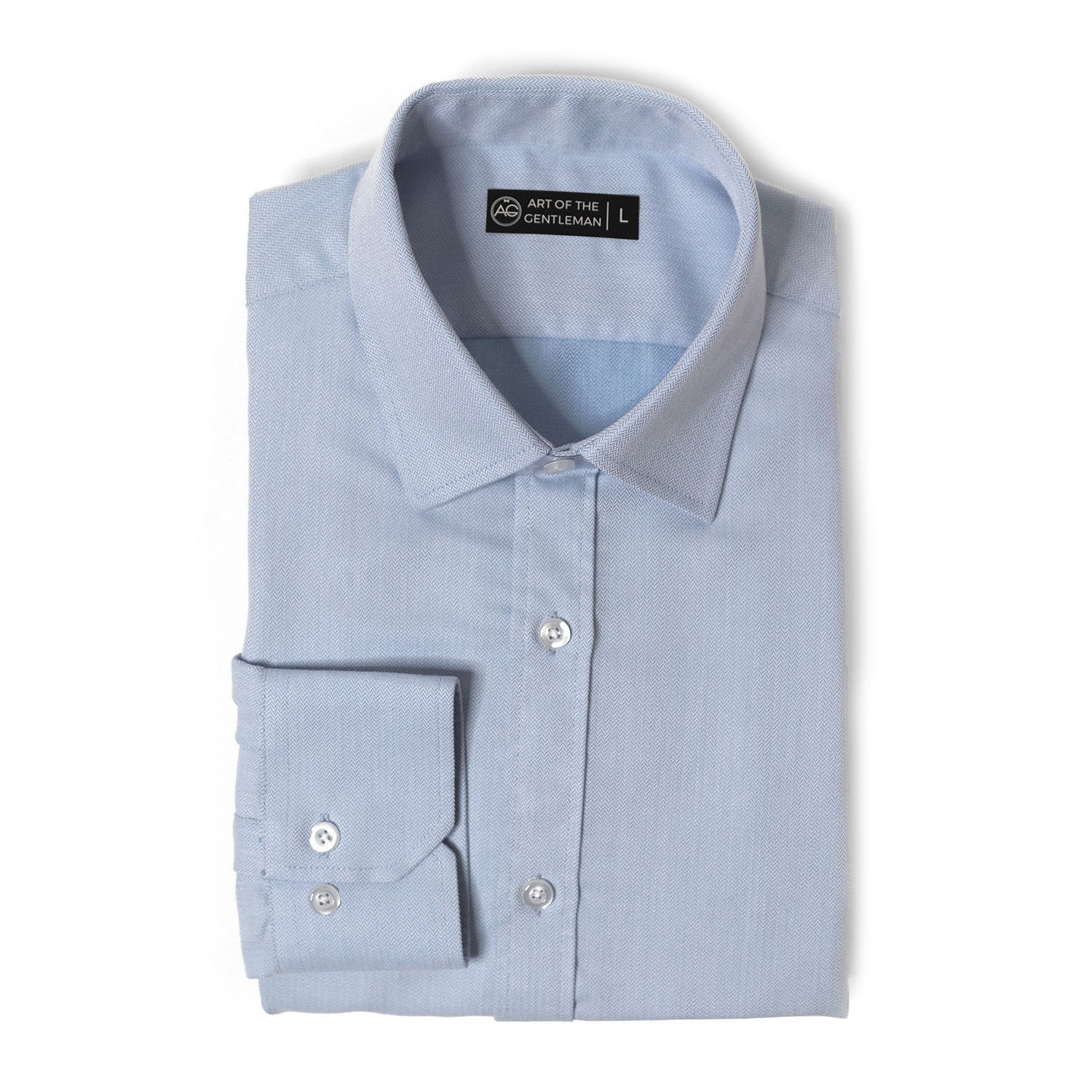 Herringbone Light Blue Non-Iron Dress Shirt