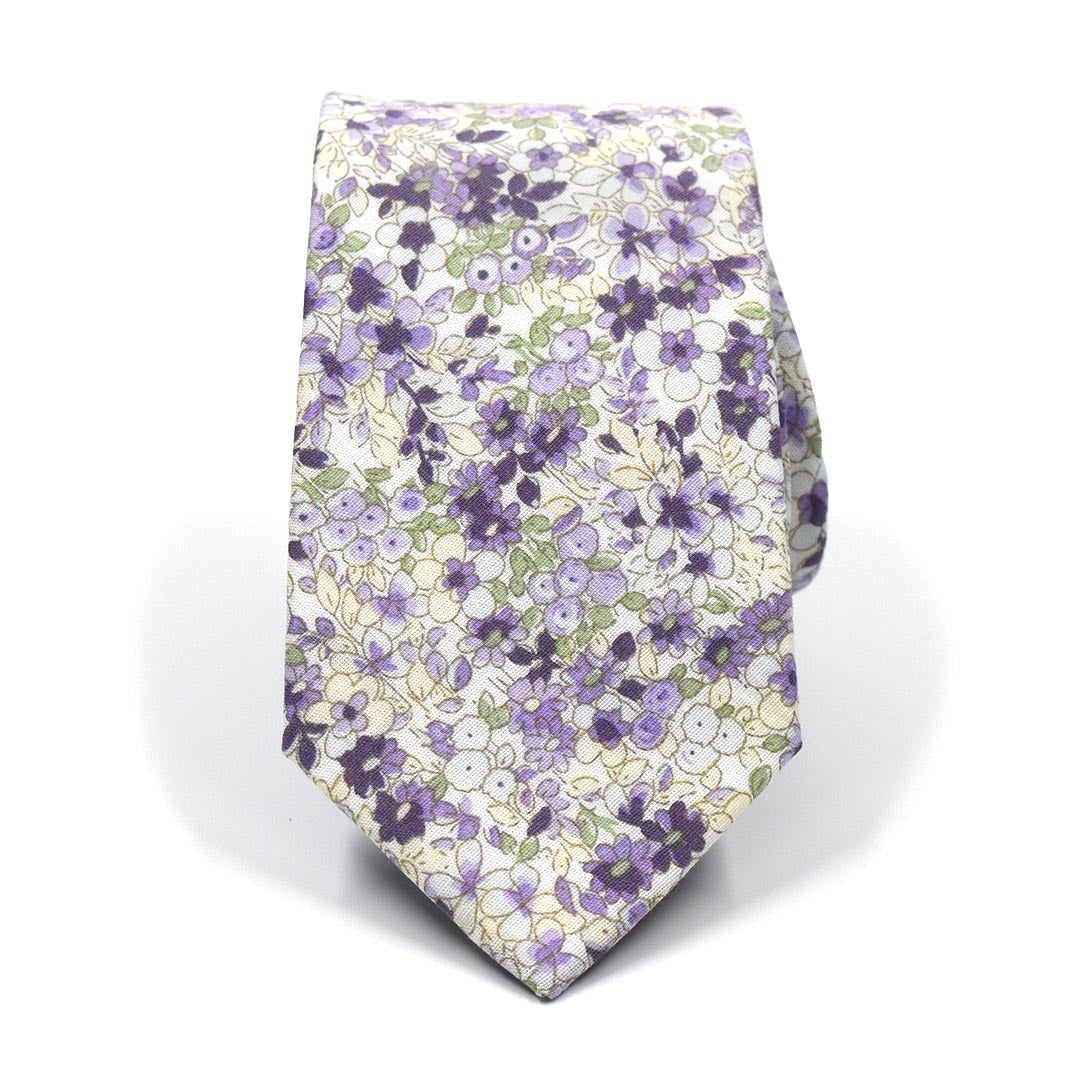 the floral lavender tahiti tie rolled up