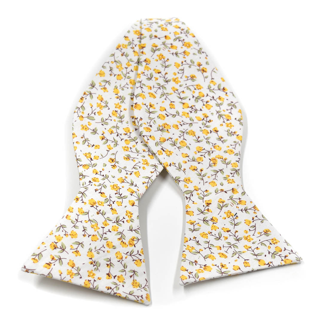 Floral Marigold Yellow Self Tie Bow Tie