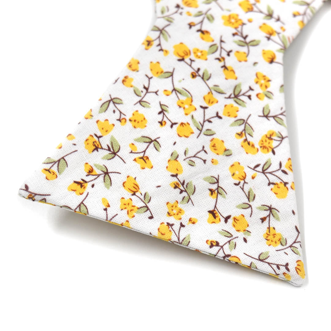 Floral Marigold Yellow Self Tie Bow Tie