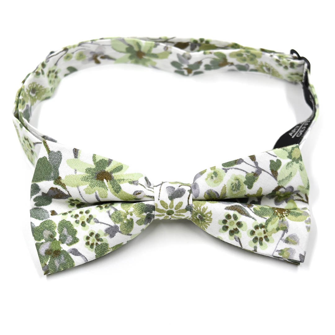 Kids Floral Sage Green Pre Tied Bow Tie
