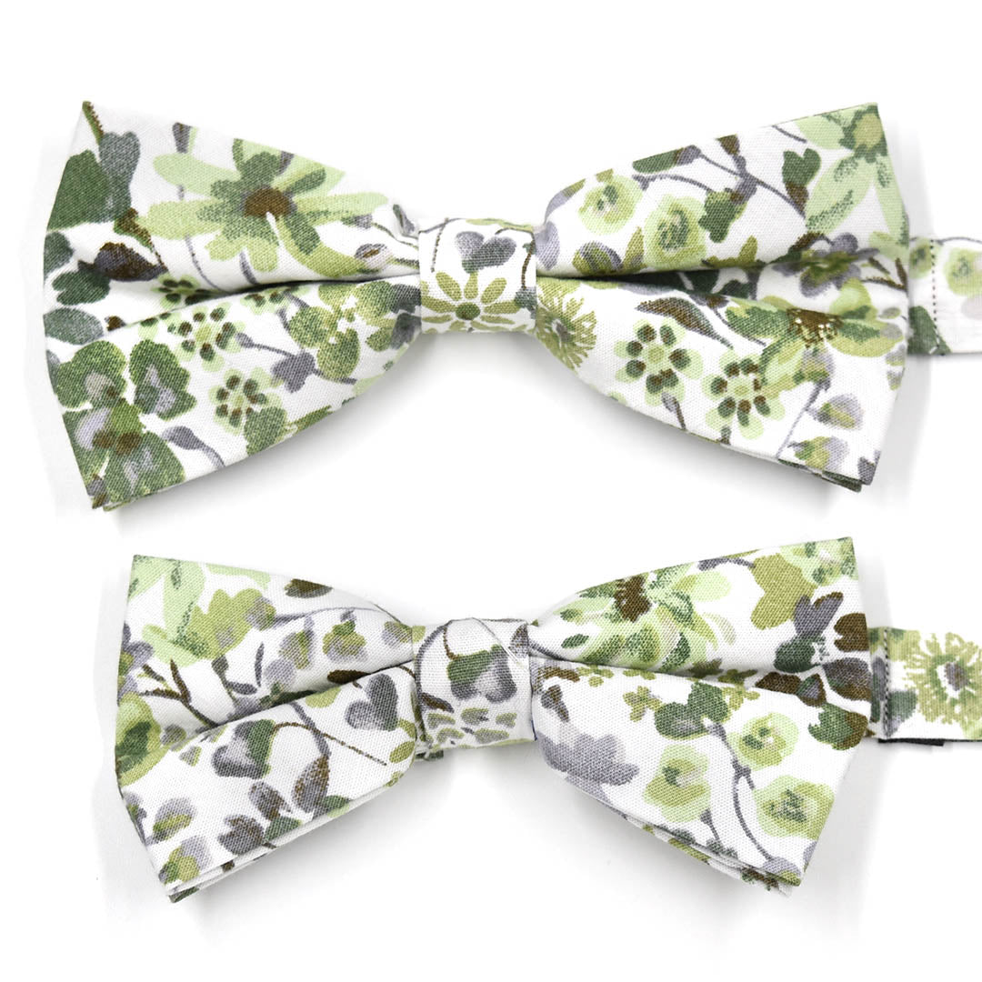 Kids Floral Sage Green Pre Tied Bow Tie