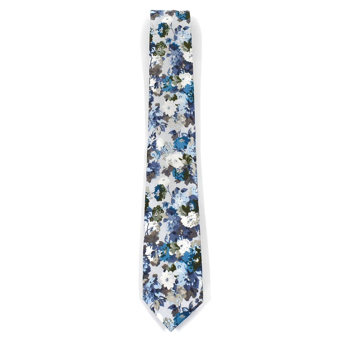 Floral dusty blue tie
