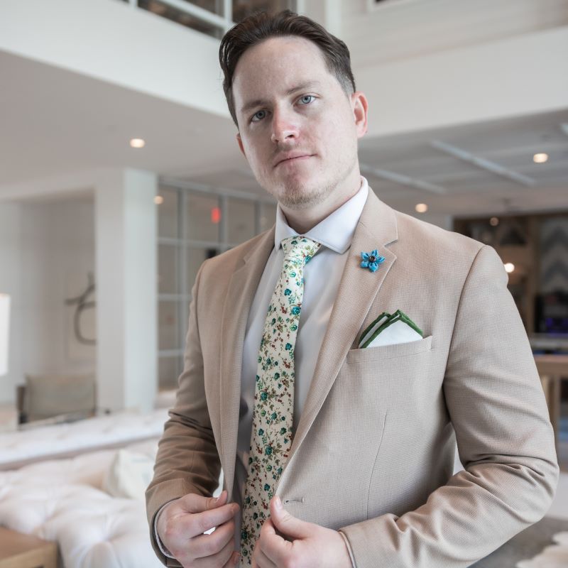 Floral Sage Cream Tie Set