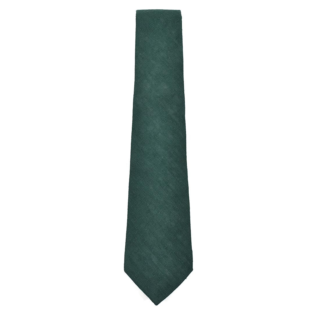 Green tie on a white background