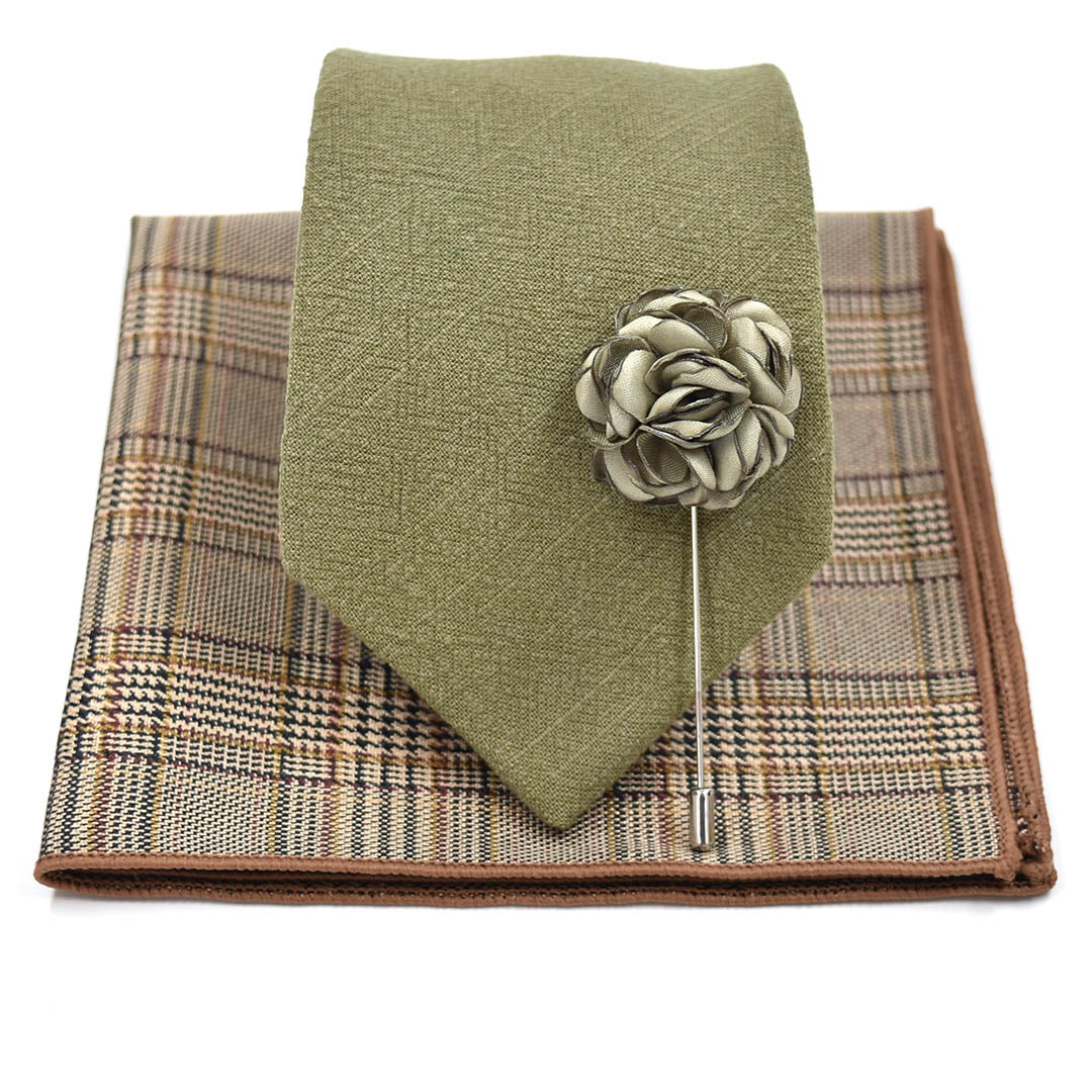 Linen Martini Olive Tie Set