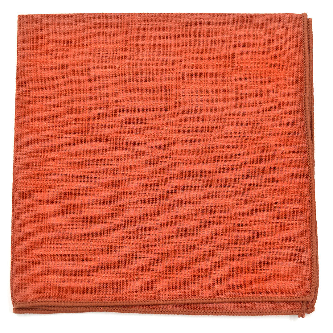 Linen Sienna Orange Pocket Square