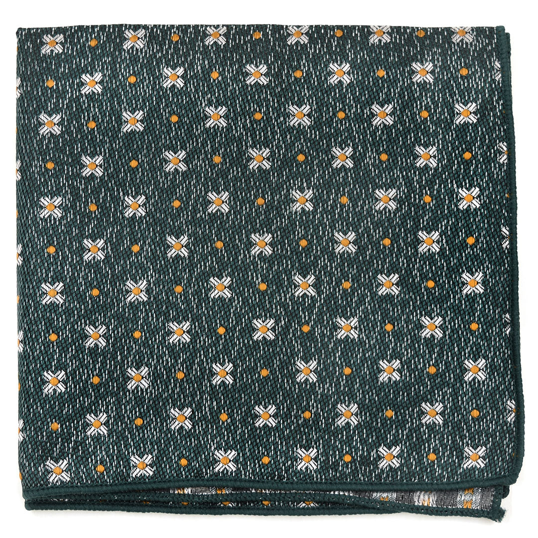 Polka Dot Jacquard Green Pocket Square