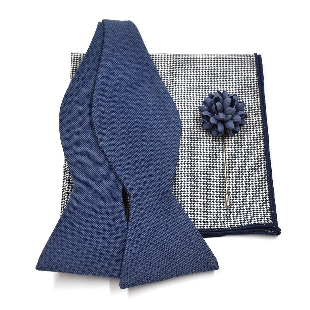 Solid Marine Navy Bow Tie Set