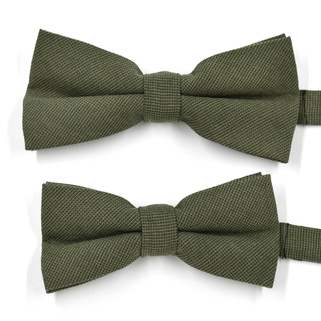 Solid Olive Pre Tied Bow Tie