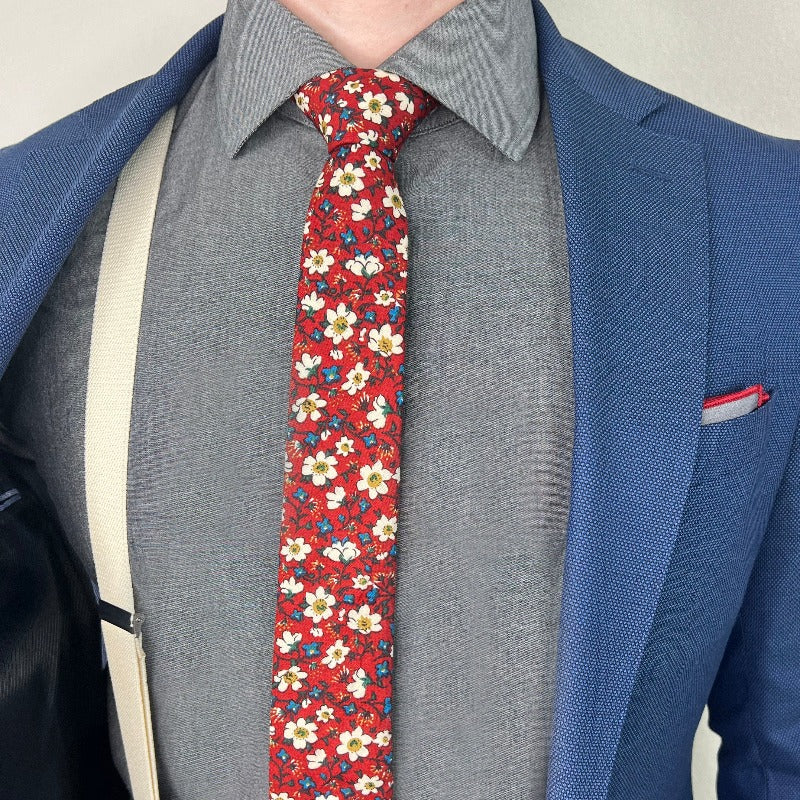 Floral Ruby Blooms Tie