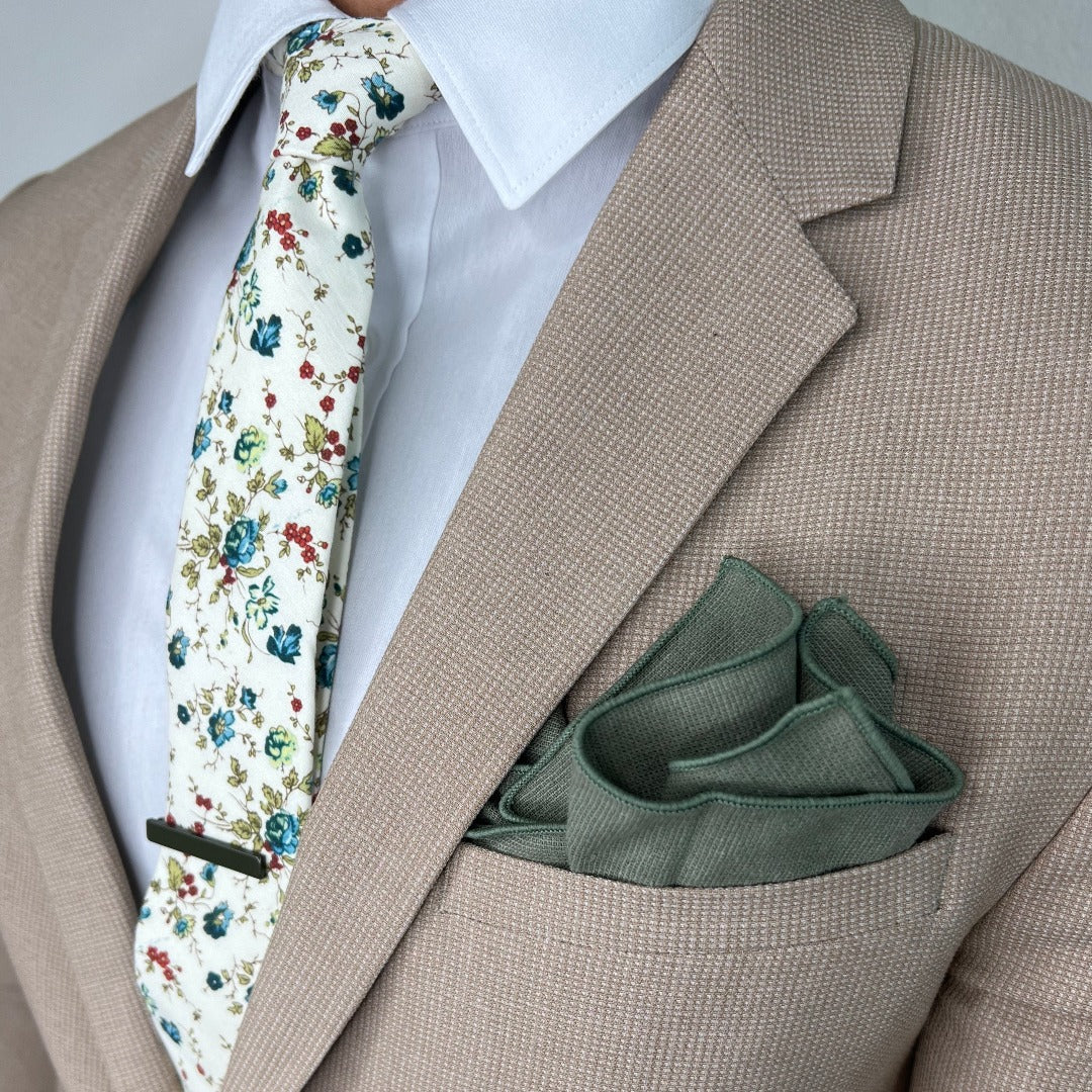 Linen Sage Green Pocket Square