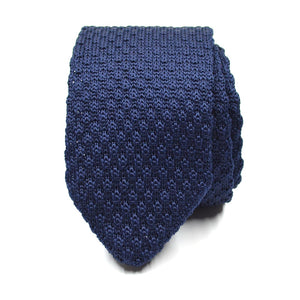 Knitted Point Navy Tie