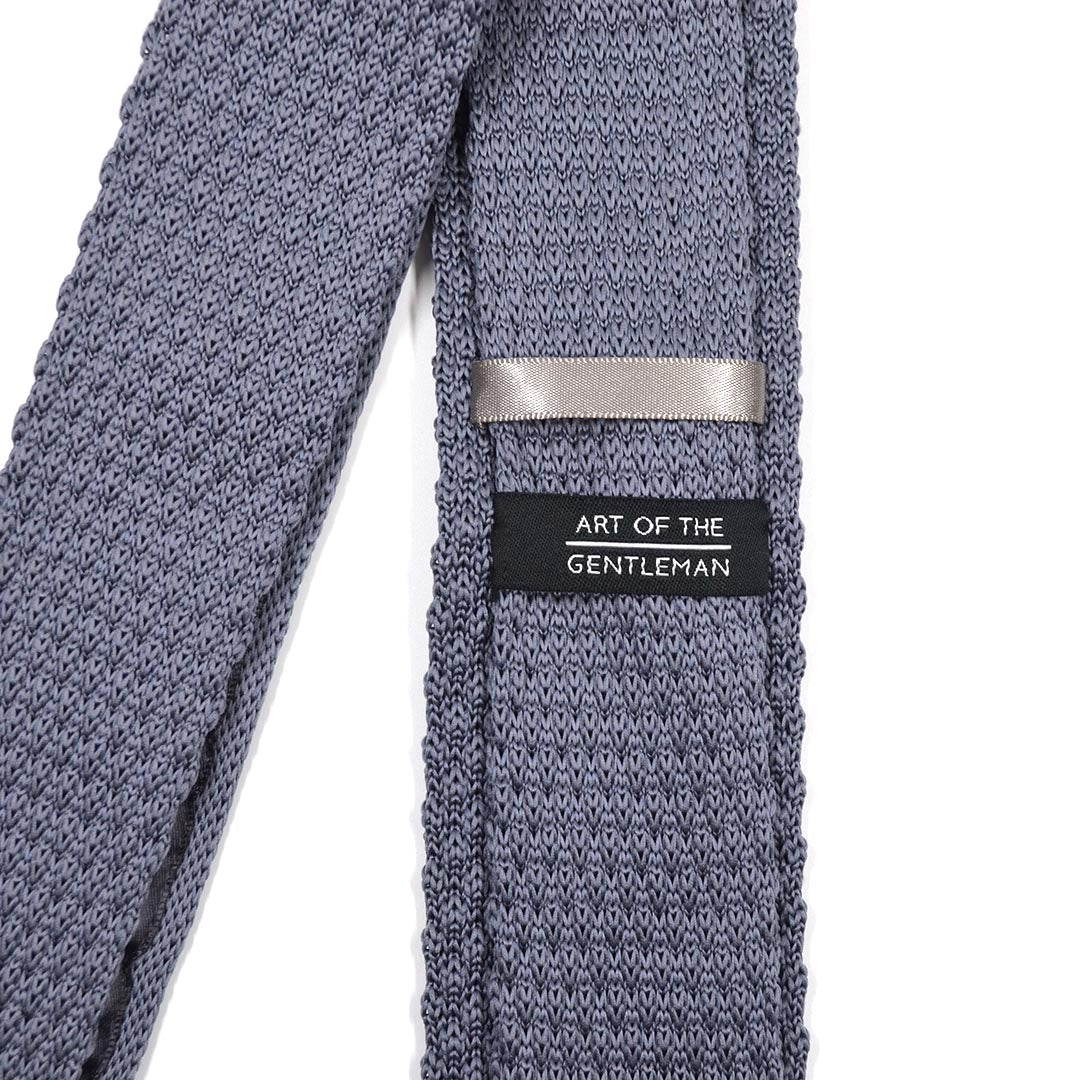 Knitted Point Silver Tie