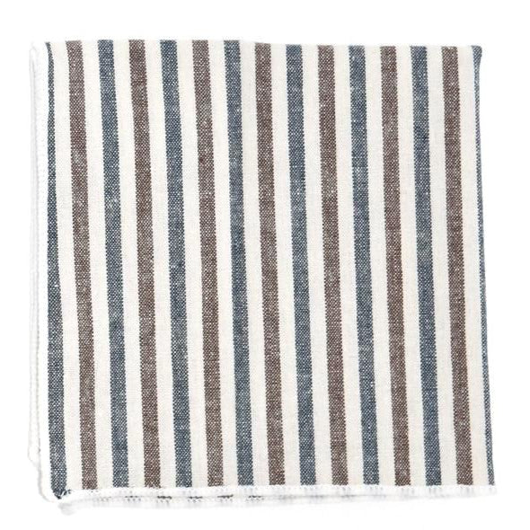 Striped Oxford Blue Stone Pocket Square