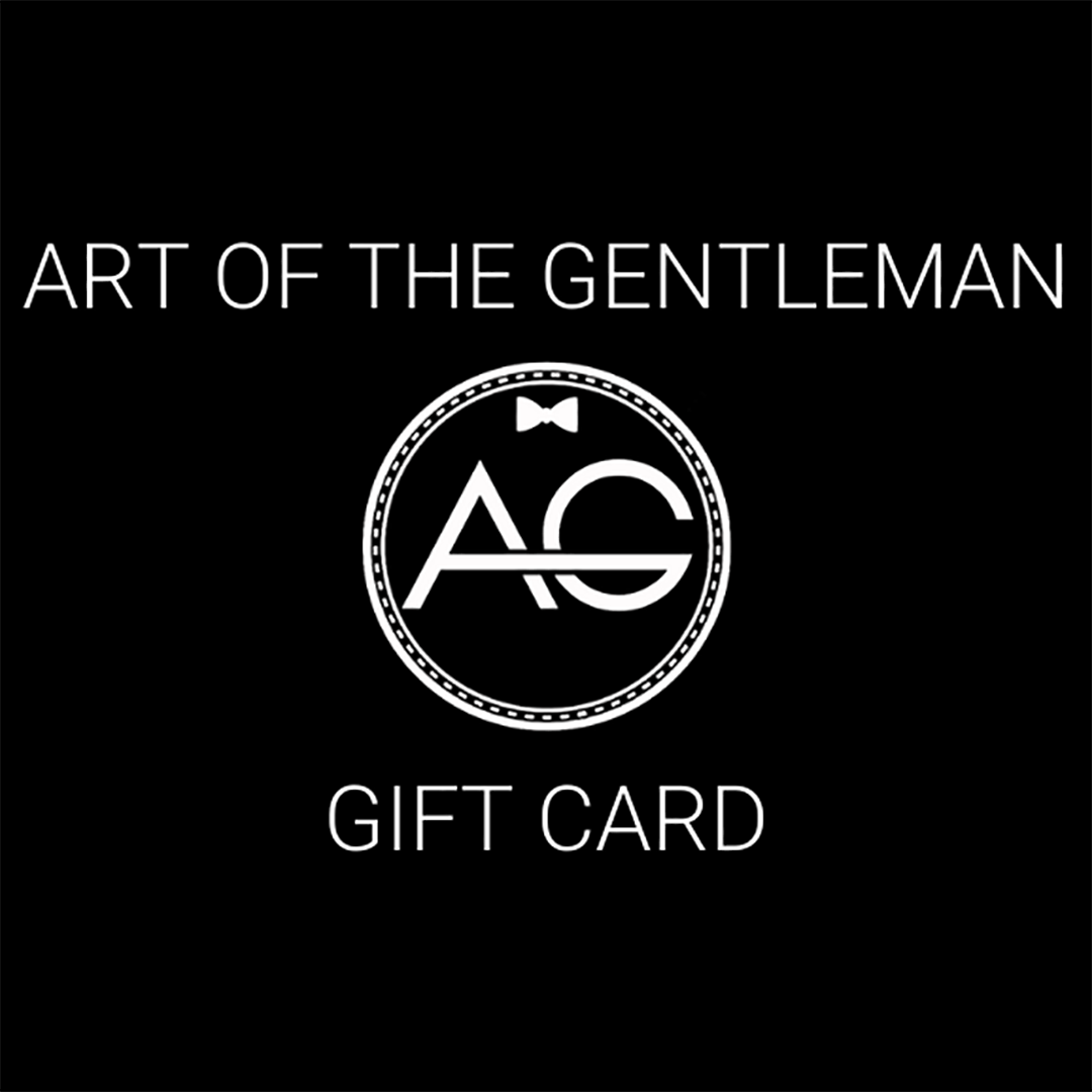 Gift card with 'Art of the Gentleman' logo on a black background