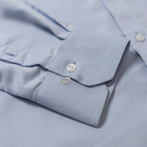 Herringbone Light Blue Non-Iron Dress Shirt cuff