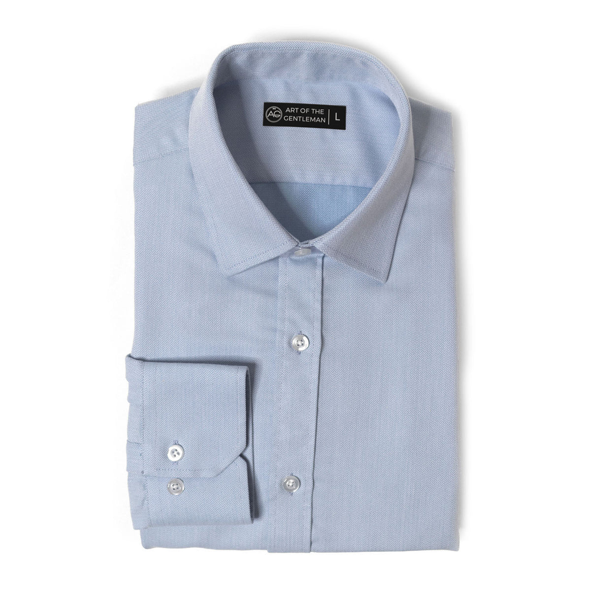 Herringbone Light Blue Non-Iron Dress Shirt