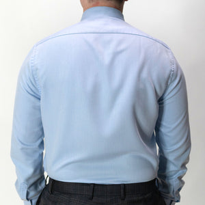 Herringbone Light Blue Non-Iron Dress Shirt back