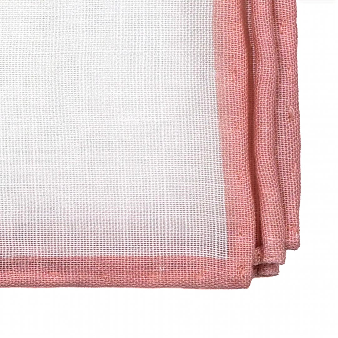 Close up texture detail of Blush Pink Border Linen pocket square