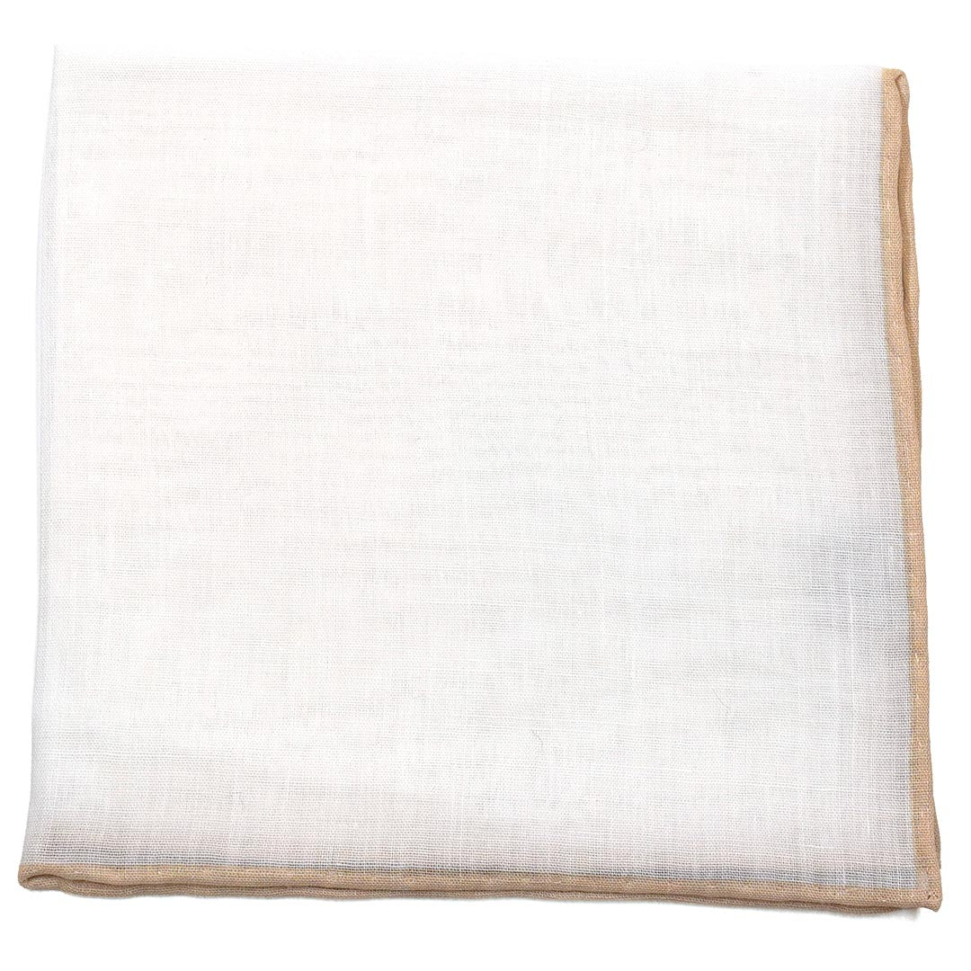 Champagne Border Linen pocket square, folded