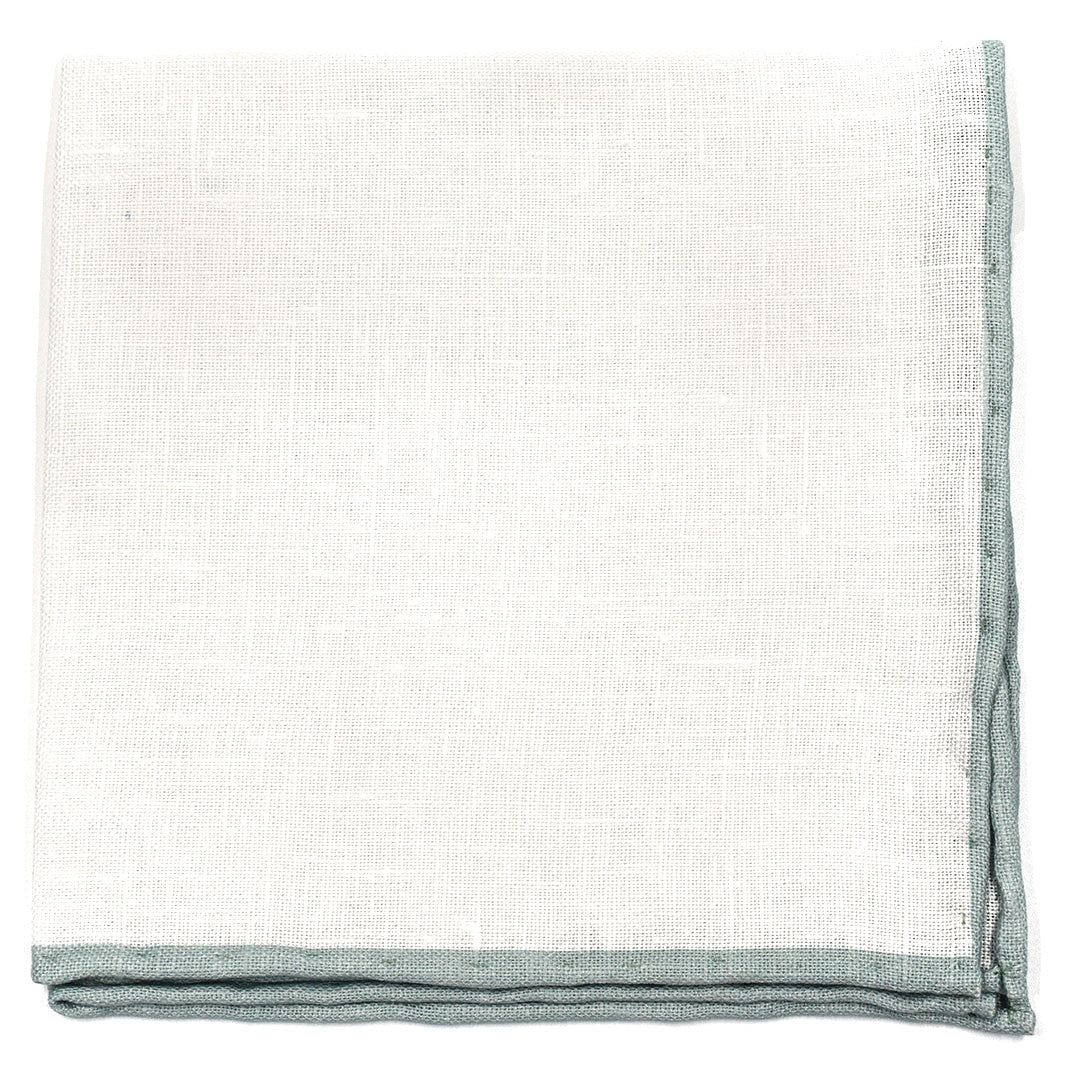 Dusty Blue Border Linen Pocket Square