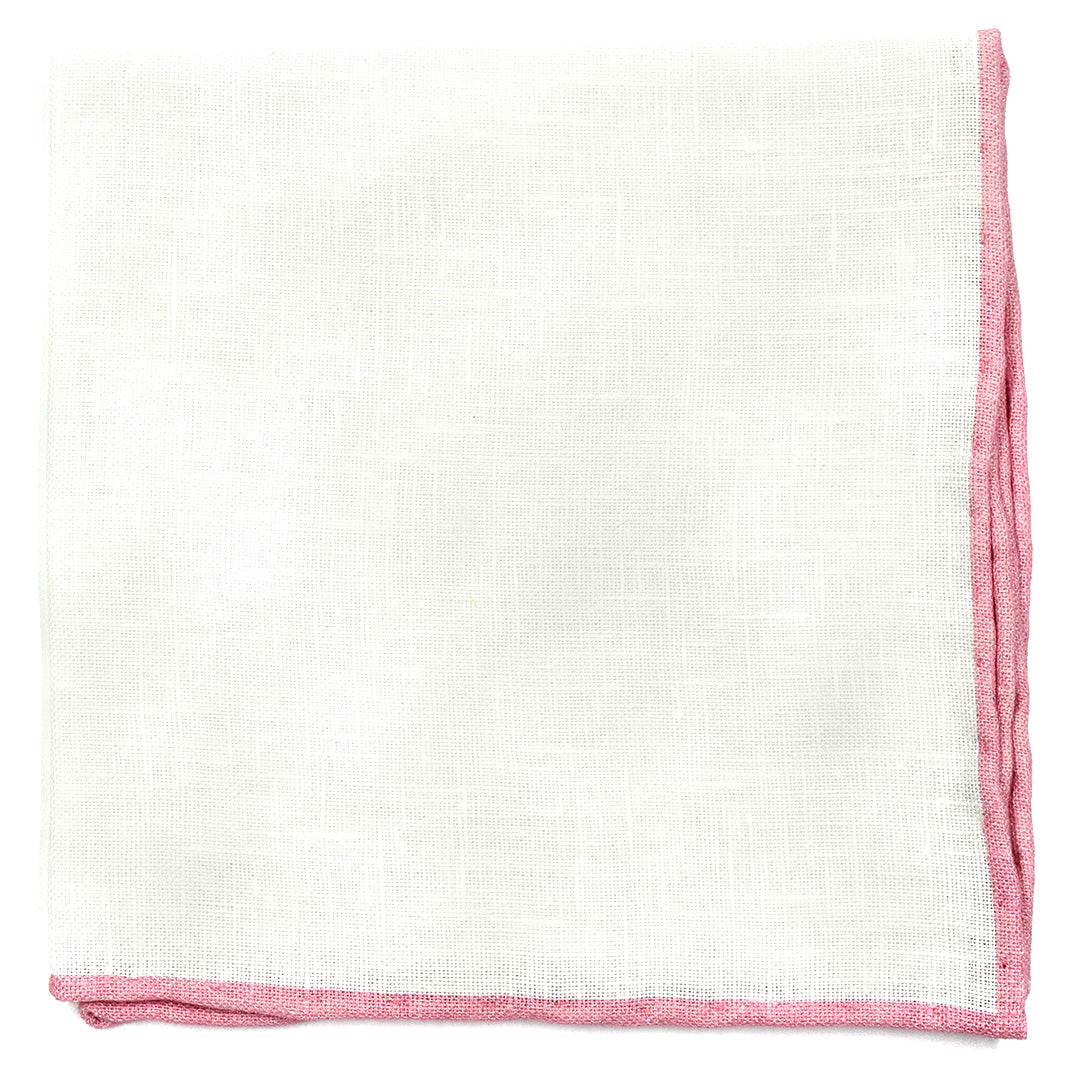 Dusty Pink Border Linen Pocket Square