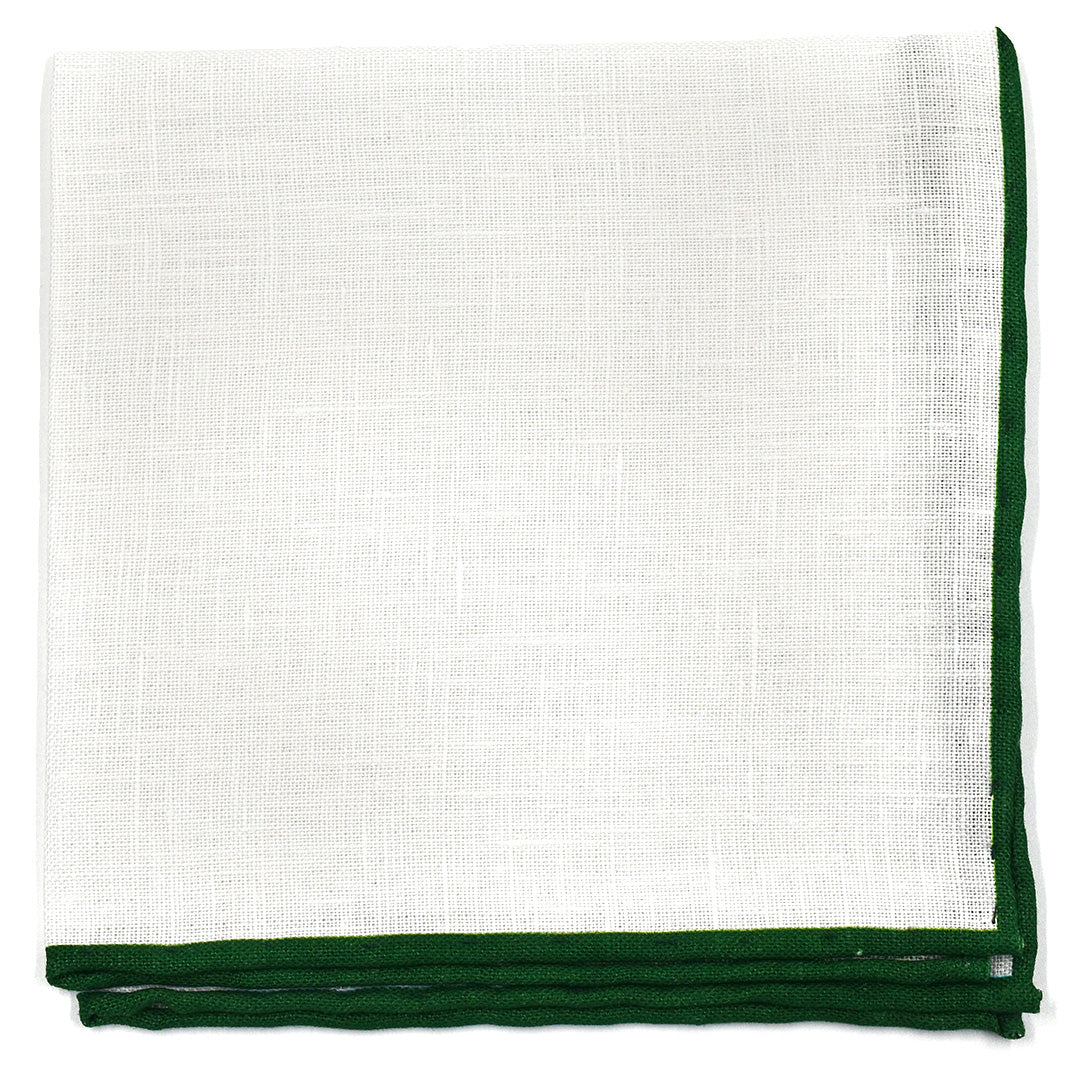 Emerald Green Border Linen Pocket Square