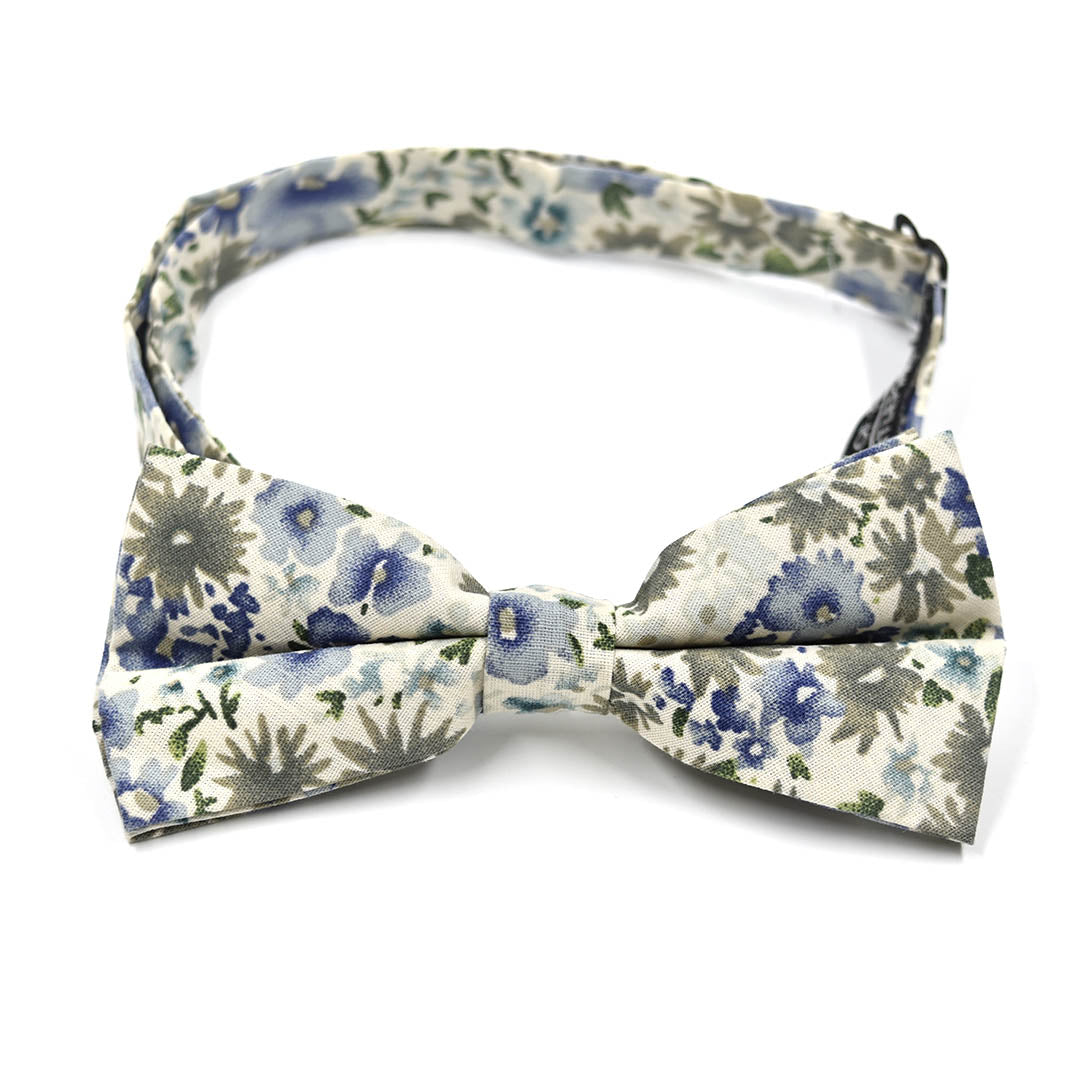 Kids Floral Blue Cream Pre Tied Bow Tie