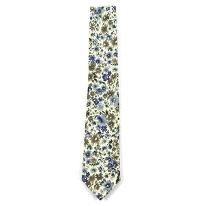 floral blue and olive green tie