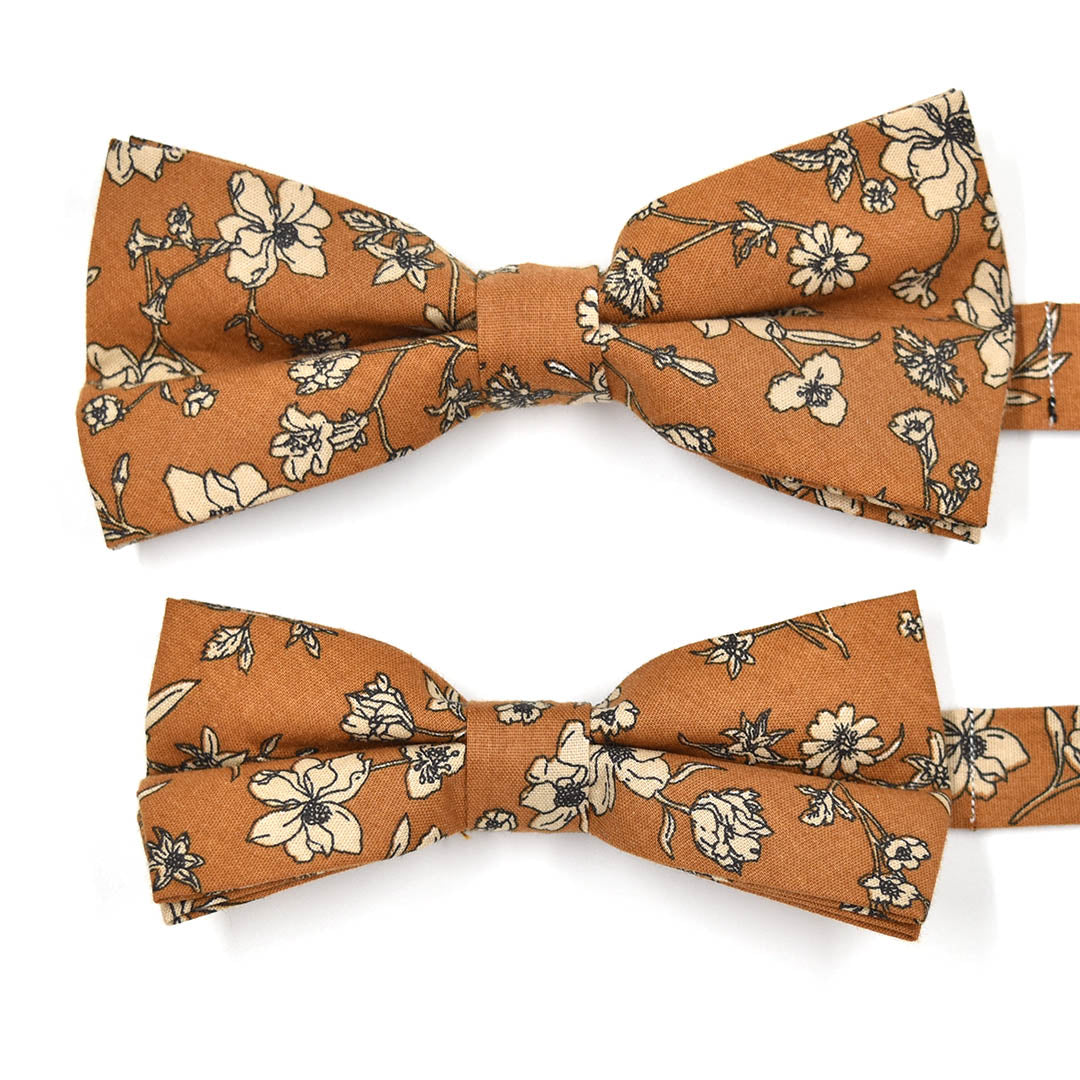 Kids Floral Brown Pre Tied Bow Tie