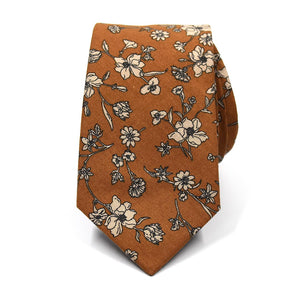 brown and beige floral tie