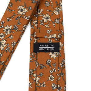 brown and beige floral tie