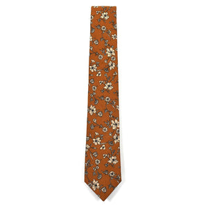 brown and beige floral tie