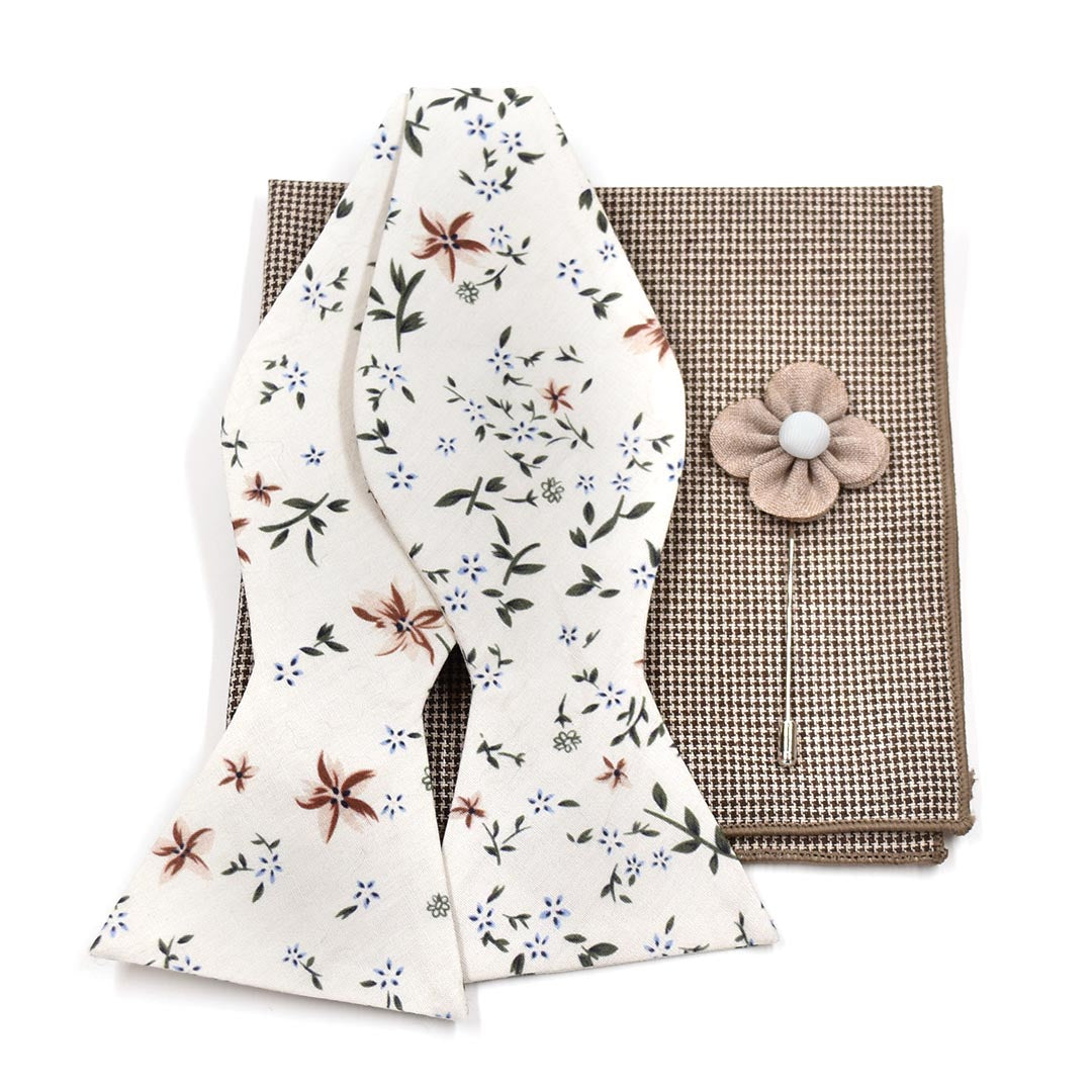 Floral Desert Cream Bow Tie Set