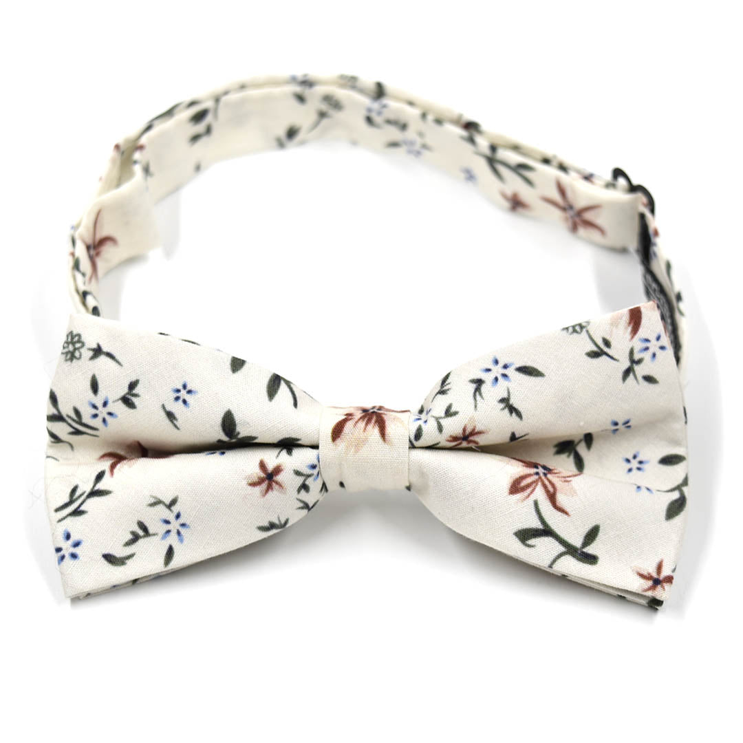 Kids Floral Desert Cream Pre Tied Bow Tie
