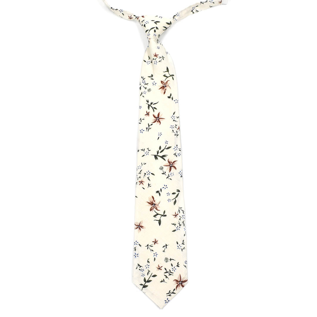 Kids Floral Desert Cream Pre Tied Tie
