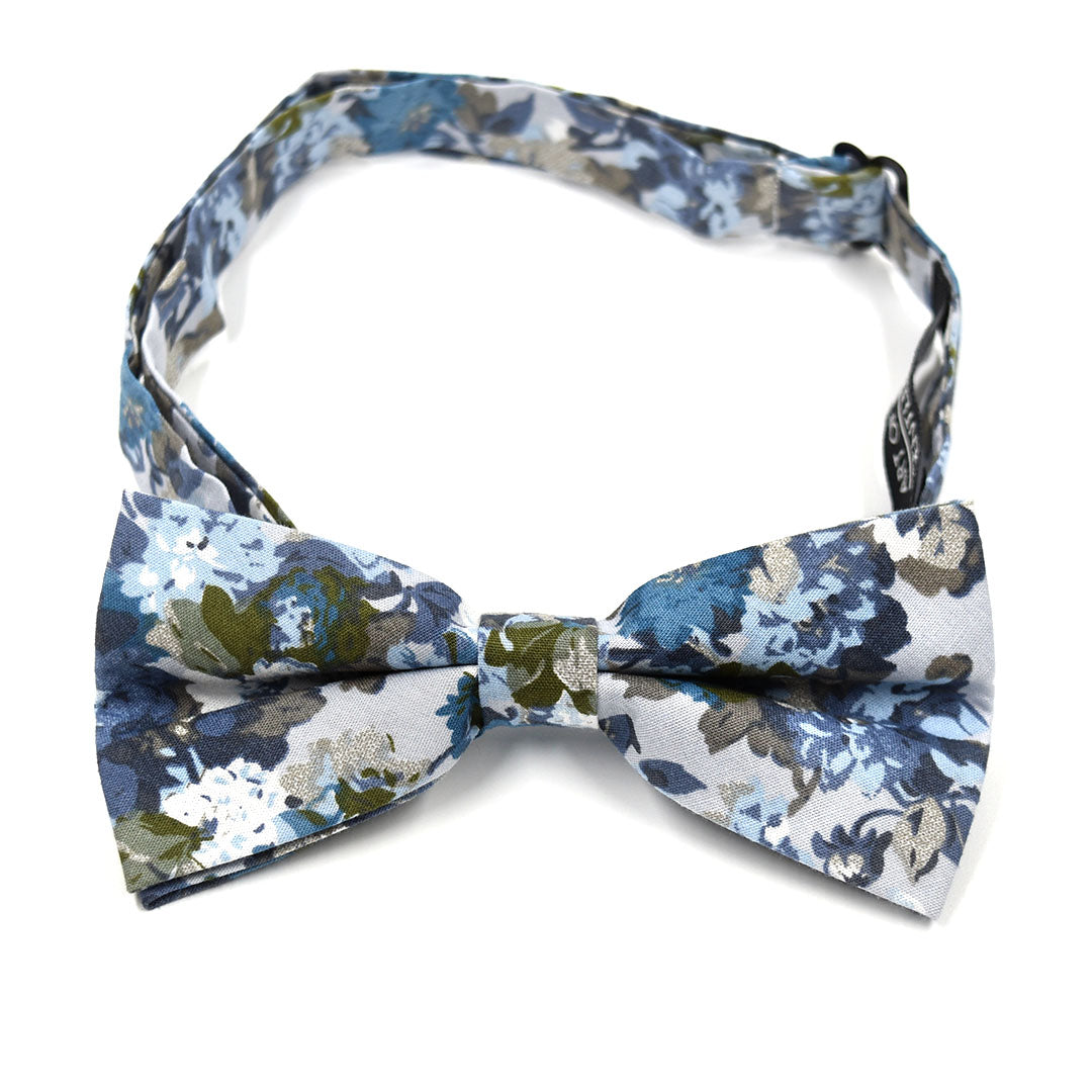Kids Floral Dusty Blue Pre Tied Bow Tie