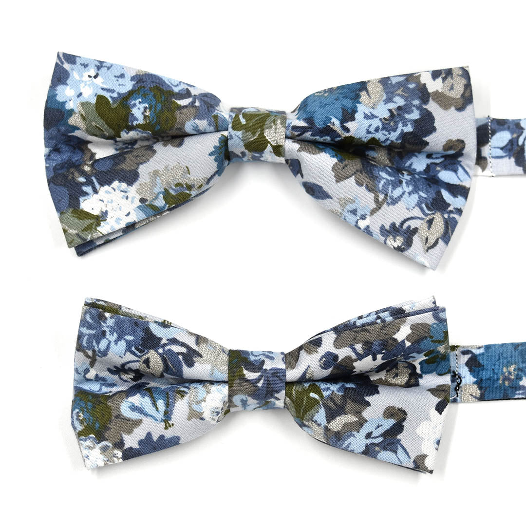 Kids Floral Dusty Blue Pre Tied Bow Tie