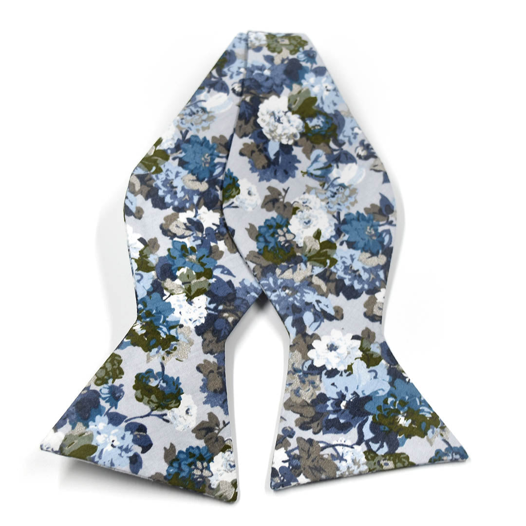 Floral Dusty Blue Self Tie Bow Tie