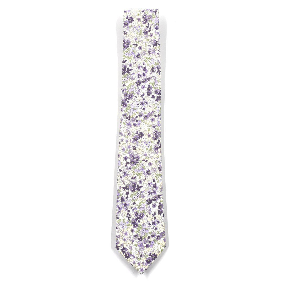 the floral lavender tahiti tie laid out