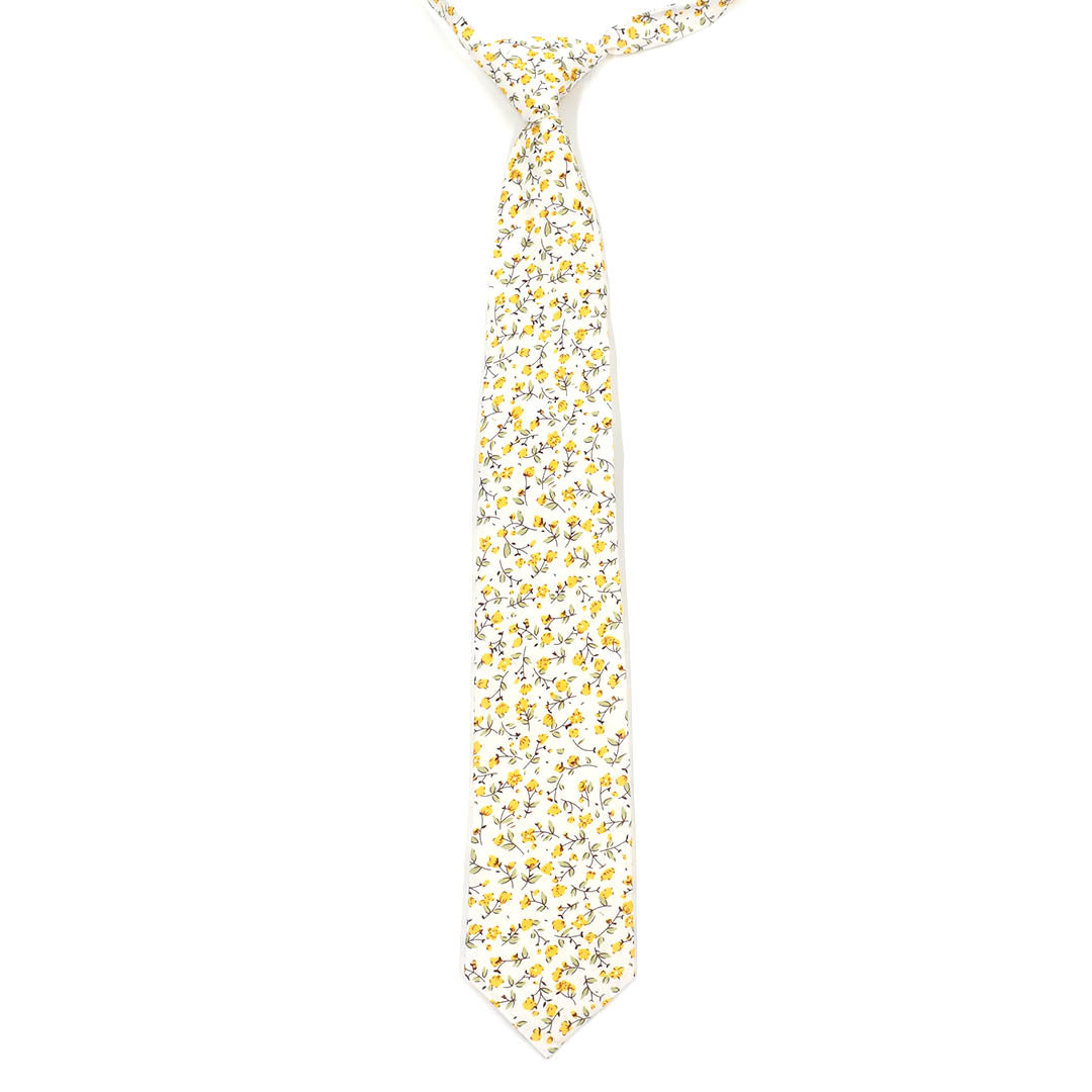 Kids Floral Marigold Yellow Pre Tied Tie