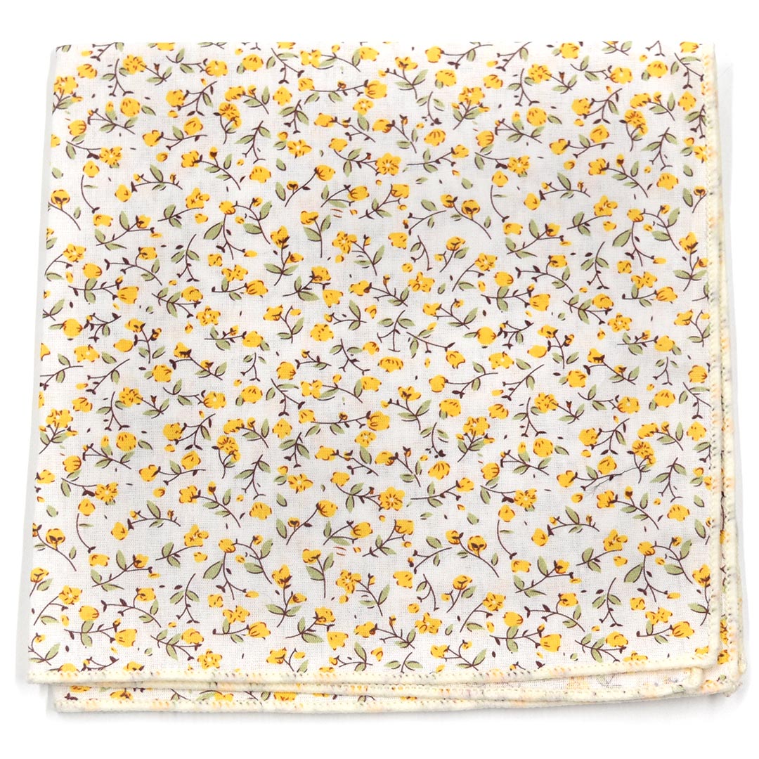 Floral Marigold Yellow Pocket Square