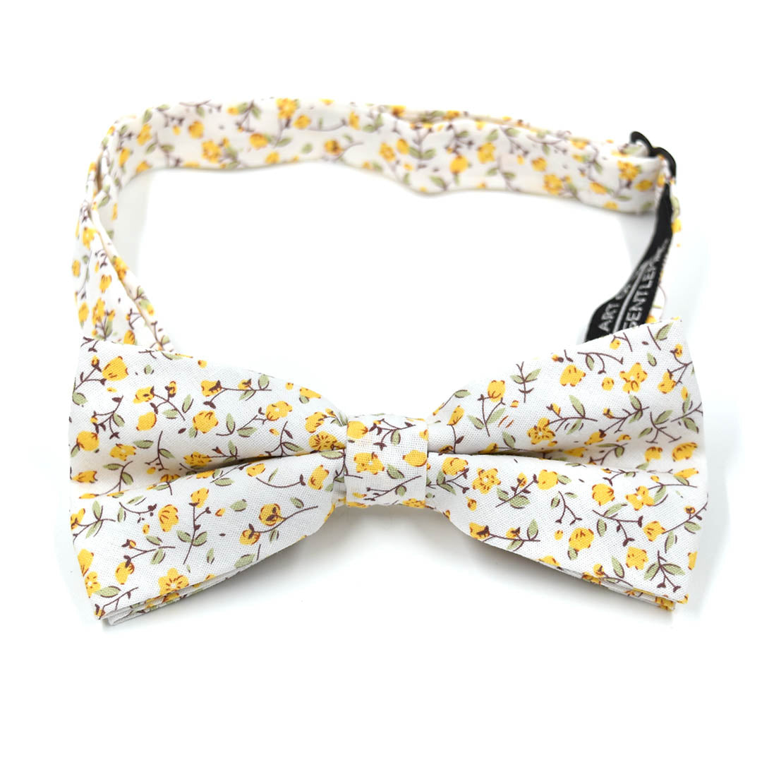Kids Floral Marigold Yellow Pre Tied Bow Tie