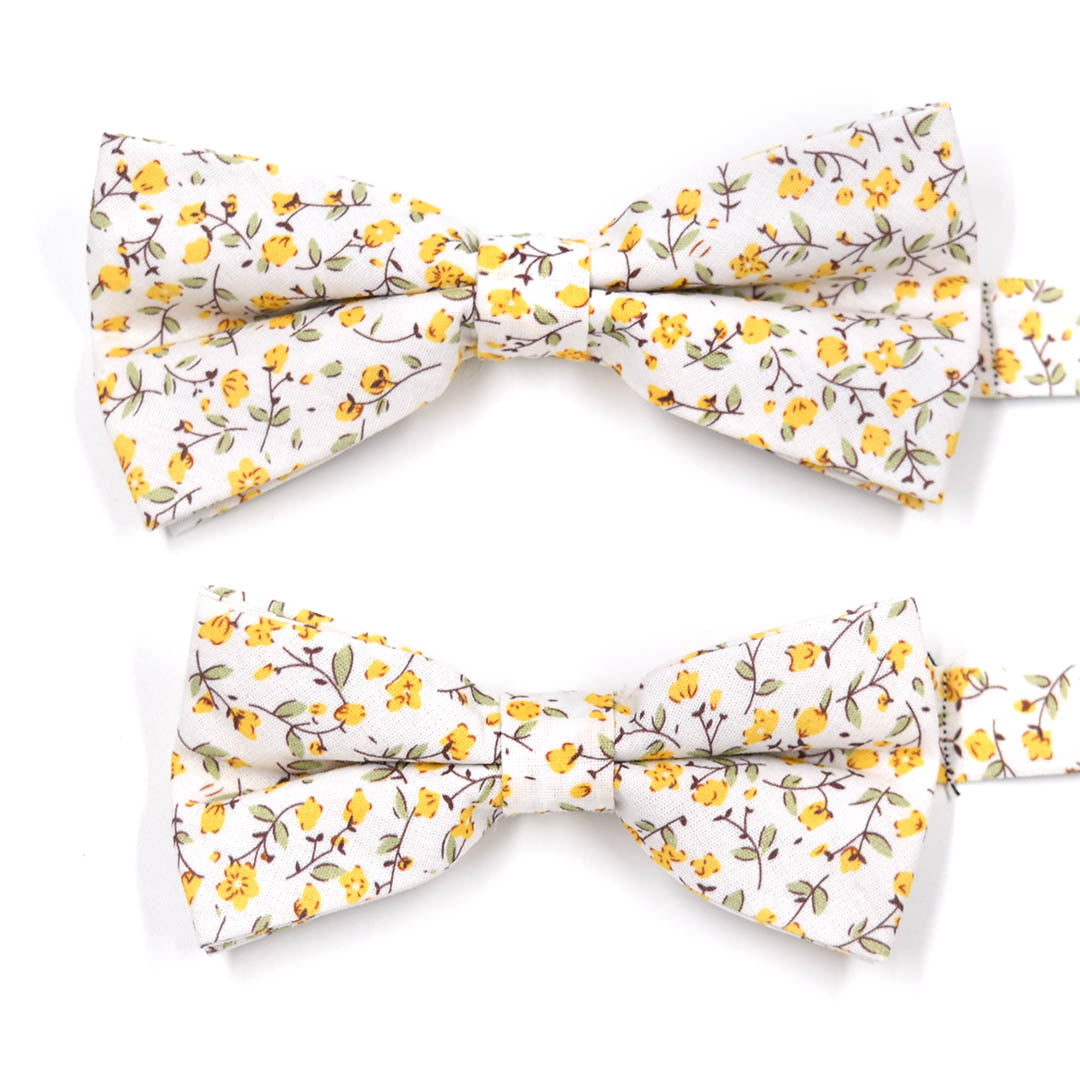 Kids Floral Marigold Yellow Pre Tied Bow Tie