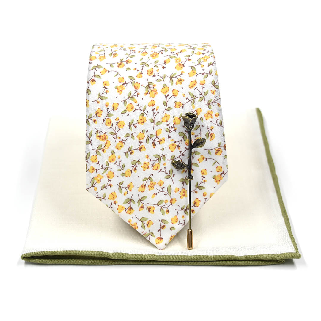 Floral Marigold Yellow Tie Set