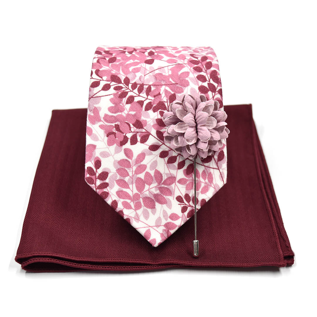 Floral Mauve Chianti Tie Set
