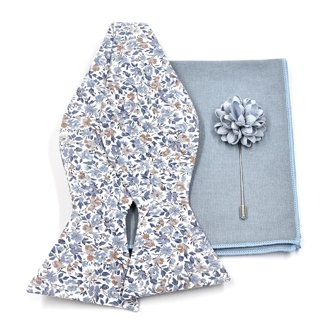 Floral Blue Mist Bow Tie Set