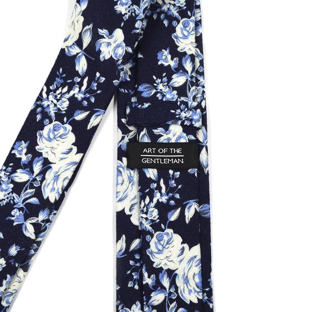 Floral Navy Buds Tie