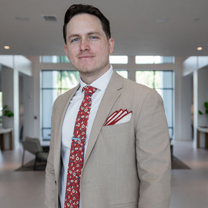 Floral Ruby Blooms Tie Set Traditional